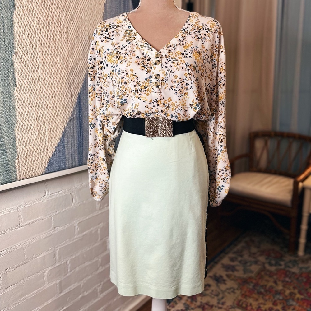 Worthington Light Mint Pencil Skirt with Black and Silver Accents